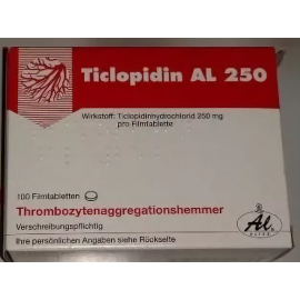 Изображение препарта из Германии: Тиклопидин TICLOPIDIN 250 - 100 Шт